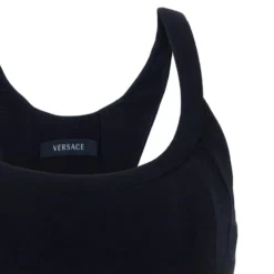 Versace Black Rose Detail Mini Dress S For Women -Versace Official Website luxury women versace used clothes p51711 004