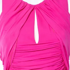 Versace Pink Silk Chiffon Draped Detail Sleeveless Maxi Dress M For Women -Versace Official Website luxury women versace used clothes p521689 001