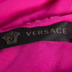 Versace Pink Silk Chiffon Draped Detail Sleeveless Maxi Dress M For Women -Versace Official Website luxury women versace used clothes p521689 002