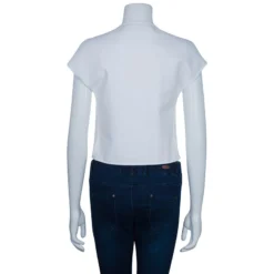 Versace Off-white Short Sleeve Top S For Women -Versace Official Website luxury women versace used clothes p52273 003