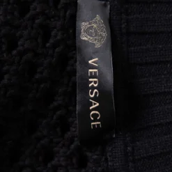 Versace Monochrome Open Knit Contrast Trim Zip Front Sweater M For Women 12 Versace Monochrome Open Knit Contrast Trim Zip Front Sweater M For Women -Versace Official Website luxury women versace used clothes p525252 002