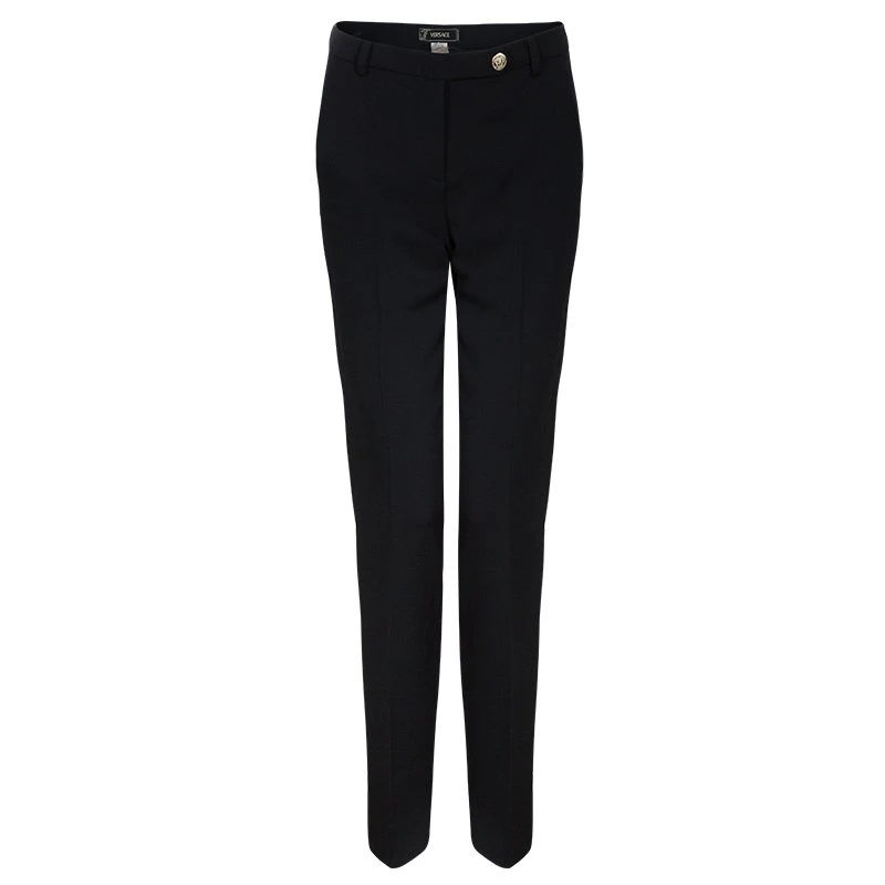 Versace Black Wool Trousers M For Women 1 Versace Black Wool Trousers M For Women