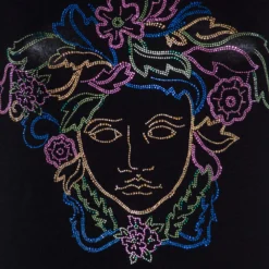 Versace Black Jersey Medusa Embellished Short Sleeve T-Shirt M For Women -Versace Official Website luxury women versace used clothes p543147 007
