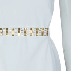 Versace White Belted Dress M For Women -Versace Official Website luxury women versace used clothes p54717 0007