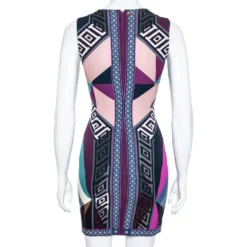 Versace Collection Multicolored Printed Crepe Sleeveless Mini Dress S For Women -Versace Official Website luxury women versace used clothes p552085 007