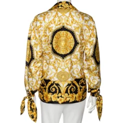 Versace Multicolor Baroque Printed Silk Button Front Shirt S For Women -Versace Official Website luxury women versace used clothes p556805 005