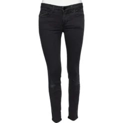 Versace Charcoal Grey Denim Stud Embellished Pocket Detailed Jeans S For Women