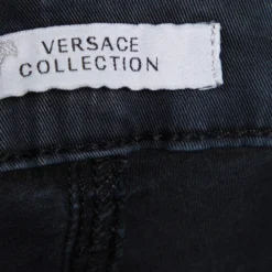 Versace Charcoal Grey Denim Stud Embellished Pocket Detailed Jeans S For Women -Versace Official Website luxury women versace used clothes p558533 005