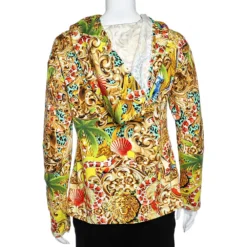 Versus Versace Multicolor Lion Parker Printed Cotton Fleece Hooded Sweatshirt L For Women -Versace Official Website luxury women versace used clothes p559505 001