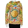 Versus Versace Multicolor Lion Parker Printed Cotton Fleece Hooded Sweatshirt L For Women