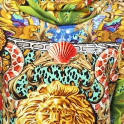 Versus Versace Multicolor Lion Parker Printed Cotton Fleece Hooded Sweatshirt L For Women -Versace Official Website luxury women versace used clothes p559505 006