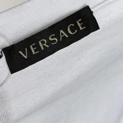 Versace White Logo Embellished Cotton Short Sleeve T-Shirt M For Women -Versace Official Website luxury women versace used clothes p559564 003