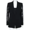 Versace Black Crepe & Lace Inset Detailed Single Breasted Blazer M For Women