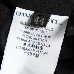 Versace Black Crepe & Lace Inset Detailed Single Breasted Blazer M For Women -Versace Official Website luxury women versace used clothes p567075 005