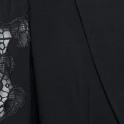 Versace Black Crepe & Lace Inset Detailed Single Breasted Blazer M For Women -Versace Official Website luxury women versace used clothes p567075 007