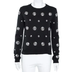 Versus Versace Black Cotton Embellished Crewneck Sweatshirt M For Women