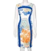 Versace Multicolor Printed Crepe Sleeveless Midi Dress M For Women