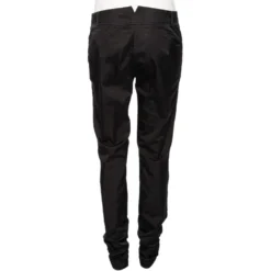 Versace Collection Black Cotton Blend Ruched Hem Trousers M For Women -Versace Official Website luxury women versace used clothes p569111 001