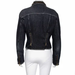 Versace Charcoal Grey Denim Rockstud Detail Button Front Jacket M For Women 13 Versace Charcoal Grey Denim Rockstud Detail Button Front Jacket M For Women -Versace Official Website luxury women versace used clothes p569398 004 scaled