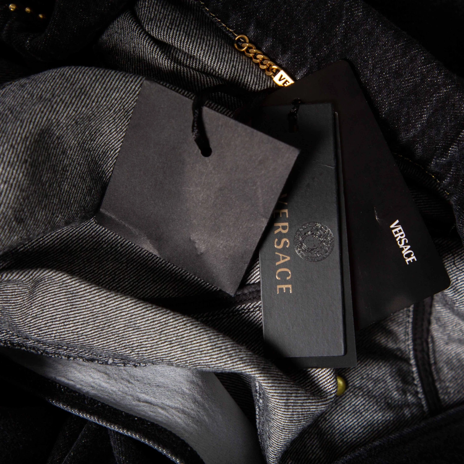 Versace Charcoal Grey Denim Rockstud Detail Button Front Jacket M For Women 11 Versace Charcoal Grey Denim Rockstud Detail Button Front Jacket M For Women - Image 11