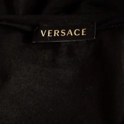 Versace Black Stretch Knit Medusa Embellished T-Shirt S For Women -Versace Official Website luxury women versace used clothes p572117 004