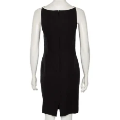 Versace Black Silk Crepe & Metal Chain Detailed Dress S For Women -Versace Official Website luxury women versace used clothes p572957 002