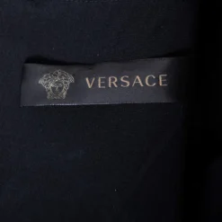Versace Black Silk Crepe & Metal Chain Detailed Dress S For Women -Versace Official Website luxury women versace used clothes p572957 008