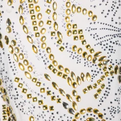 Versace Off-White Embellished Jersey Long Sleeve T-Shirt M For Women -Versace Official Website luxury women versace used clothes p572998 002