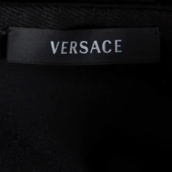Versace Black Stretch Knit Slit Detail Asymmetric One-Sleeve Dress M For Women -Versace Official Website luxury women versace used clothes p573183 007