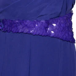 Versace Blue Crepe Embellished Detail Strapless Mini Dress M For Women -Versace Official Website luxury women versace used clothes p573250 003