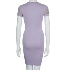 Versace Purple Embellished Dress S For Women -Versace Official Website luxury women versace used clothes p57537 0003