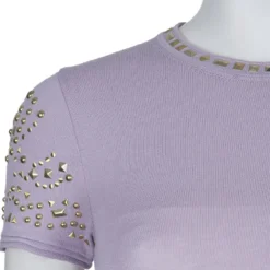Versace Purple Embellished Dress S For Women -Versace Official Website luxury women versace used clothes p57537 0005