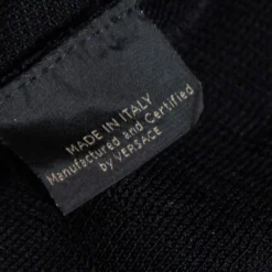 Versace Black & Gold Eyelet Detail Knit Zip Front Jacket S For Women 11 Versace Black & Gold Eyelet Detail Knit Zip Front Jacket S For Women -Versace Official Website luxury women versace used clothes p576385 004