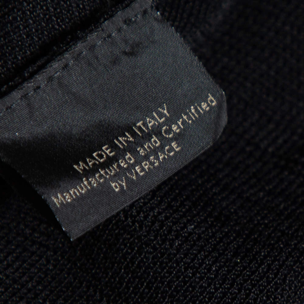 Versace Black & Gold Eyelet Detail Knit Zip Front Jacket S For Women 6 Versace Black & Gold Eyelet Detail Knit Zip Front Jacket S For Women - Image 6