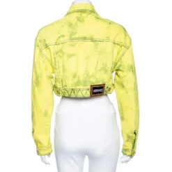 Versace Neon Yellow Denim Cropped Boxy Jacket S For Women -Versace Official Website luxury women versace used clothes p576391 001