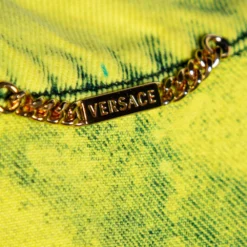 Versace Neon Yellow Denim Cropped Boxy Jacket S For Women -Versace Official Website luxury women versace used clothes p576391 004