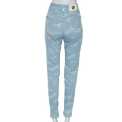 Versace Blue Logo Printed Denim Jeans S For Women -Versace Official Website luxury women versace used clothes p577686 003