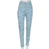 Versace Blue Logo Printed Denim Jeans S For Women