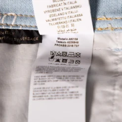 Versace Blue Logo Printed Denim Jeans S For Women -Versace Official Website luxury women versace used clothes p577686 007