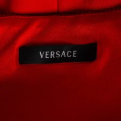 Versace Orange Jersey Embroidered Trim Detailed Short Dress S For Women -Versace Official Website luxury women versace used clothes p578239 005