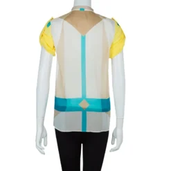 Versace Multicolor Print Sleeve Tab Detail Silk Blouse S For Women -Versace Official Website luxury women versace used clothes p57908 003