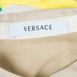 Versace Multicolor Print Sleeve Tab Detail Silk Blouse S For Women -Versace Official Website luxury women versace used clothes p57908 009