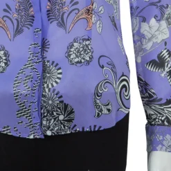 Versace Lilac Printed Long Sleeve Button Down Silk Shirt S For Women -Versace Official Website luxury women versace used clothes p57916 006
