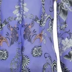 Versace Lilac Printed Long Sleeve Button Down Silk Shirt S For Women -Versace Official Website luxury women versace used clothes p57916 007