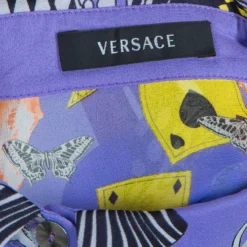 Versace Lilac Printed Long Sleeve Button Down Silk Shirt S For Women -Versace Official Website luxury women versace used clothes p57916 009