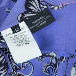 Versace Lilac Printed Long Sleeve Button Down Silk Shirt S For Women -Versace Official Website luxury women versace used clothes p57916 010