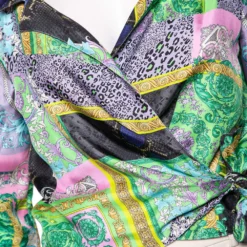 Versace Multicolored Baroque Patchwork Print Silk Cropped Top S For Women -Versace Official Website luxury women versace used clothes p582439 007