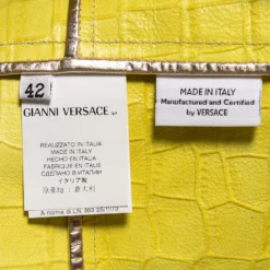 Versace Gold Crocodile Leather Cut-Out Sleeve Detailed Belted Coat M For Women -Versace Official Website luxury women versace used clothes p589460 006