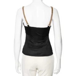 Versace Black Jersey Chain Strap Detailed Top S For Women -Versace Official Website luxury women versace used clothes p592323 001