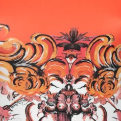 Versace Orange & Black Printed Jersey Sleeveless Short Dress S For Women -Versace Official Website luxury women versace used clothes p592326 003